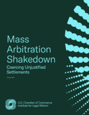 Cover of ILR's research paper, Mass Arbitration Shakedown: Coercing Unjustified Settlements