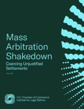 Cover of ILR's research paper, Mass Arbitration Shakedown: Coercing Unjustified Settlements